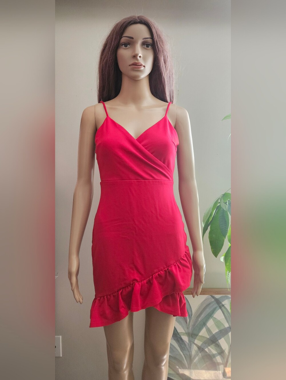 Lulu's Red Spaghetti-Strap Ruffle Mini Dress